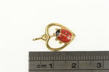 Load image into Gallery viewer, 14K Enamel Lady Bug Heart Luck Love Symbol Charm/Pendant Yellow Gold