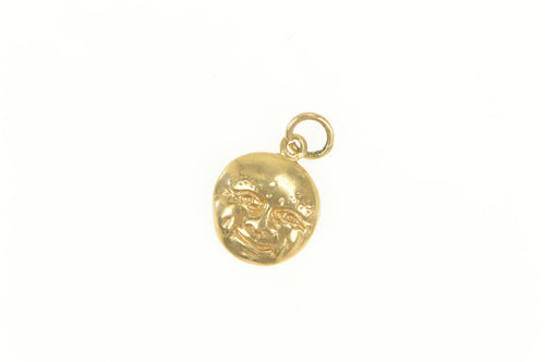 14K Man on the Moon Face Vintage Space Charm/Pendant Yellow Gold