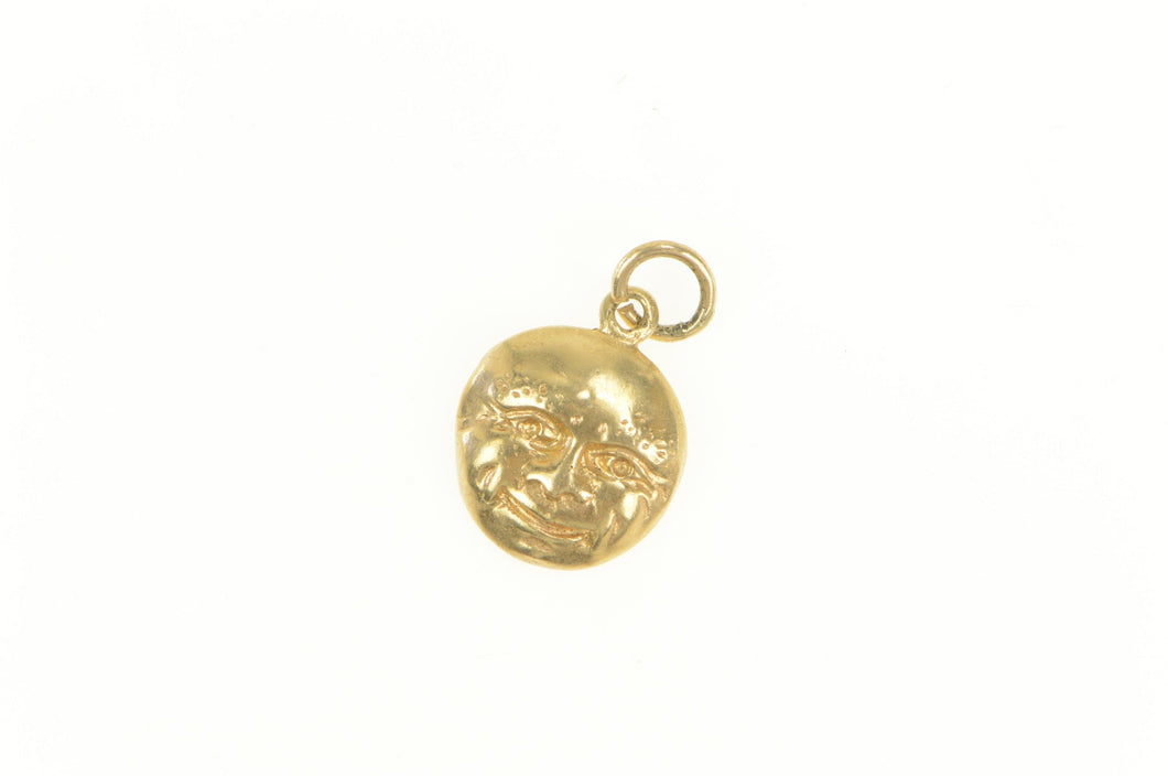 14K Man on the Moon Face Vintage Space Charm/Pendant Yellow Gold