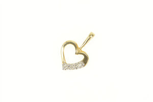 14K Diamond Inset Heart Love Symbol Classic Pendant Yellow Gold
