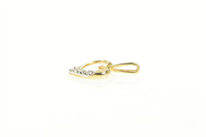 14K Diamond Inset Heart Love Symbol Classic Pendant Yellow Gold