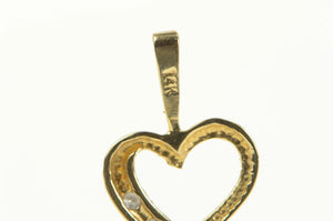 14K Diamond Inset Heart Love Symbol Classic Pendant Yellow Gold