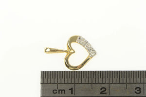 14K Diamond Inset Heart Love Symbol Classic Pendant Yellow Gold