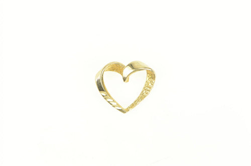 14K Diamond Cut Heart Love Symbol Loop Pendant Yellow Gold