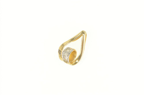 14K Diamond Inset Loop Swirl Classic Pendant Yellow Gold
