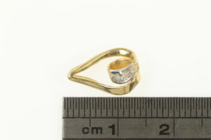 14K Diamond Inset Loop Swirl Classic Pendant Yellow Gold