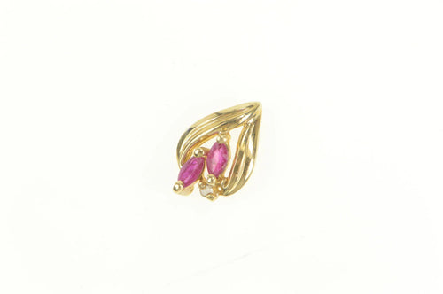 10K Marquise Ruby Cluster Tear Drop Classic Pendant Yellow Gold