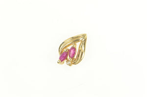 10K Marquise Ruby Cluster Tear Drop Classic Pendant Yellow Gold