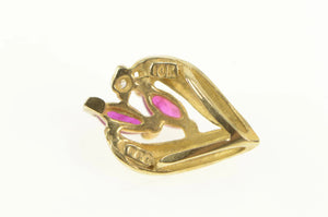 10K Marquise Ruby Cluster Tear Drop Classic Pendant Yellow Gold