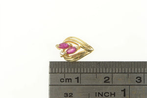 10K Marquise Ruby Cluster Tear Drop Classic Pendant Yellow Gold