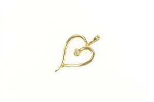 14K Diamond Heart Love Symbol Vintage Classic Pendant Yellow Gold