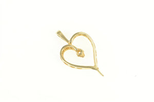 14K Diamond Heart Love Symbol Vintage Classic Pendant Yellow Gold