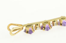 Load image into Gallery viewer, 10K Princess Amethyst Diamond Accent Bar Pendant Yellow Gold