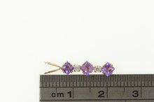 Load image into Gallery viewer, 10K Princess Amethyst Diamond Accent Bar Pendant Yellow Gold