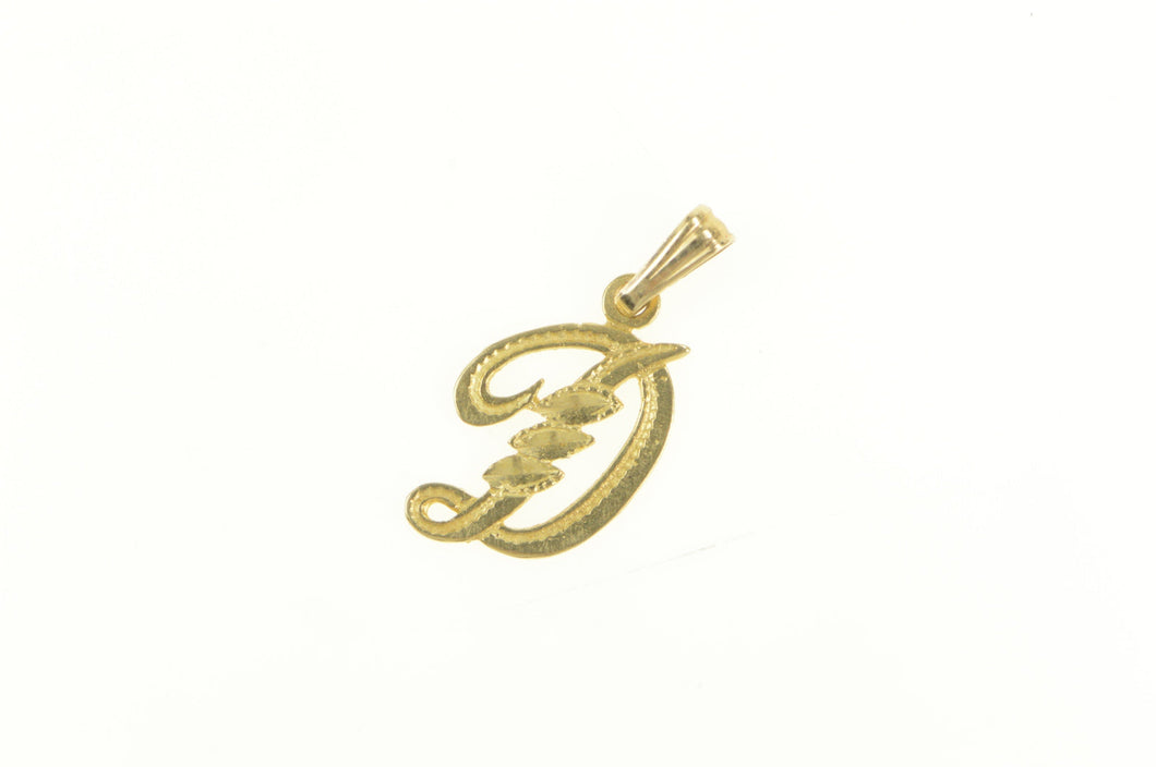 14K D Diamond Cut Letter Monogram Name Initial Charm/Pendant Yellow Gold