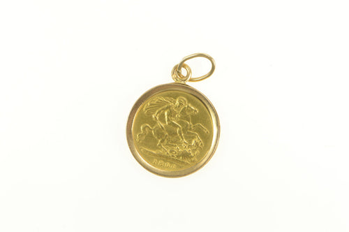 14K 1896 Gold Sovereign Victoria Old Head Coin Charm/Pendant Yellow Gold