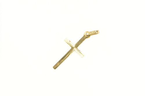 14K Grooved Cross Christian Faith Symbol Charm/Pendant Yellow Gold