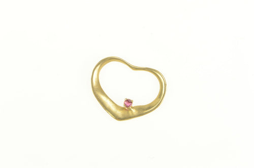 14K Ruby Heart Love Symbol Classic Pendant Yellow Gold
