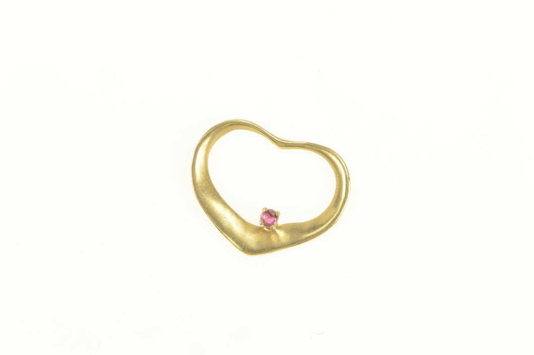 14K Ruby Heart Love Symbol Classic Pendant Yellow Gold