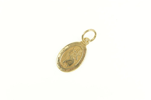 10K Saint Christopher Protect Us Catholic Charm/Pendant Yellow Gold