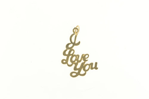 14K I Love You Cursive Name Word Charm/Pendant Yellow Gold