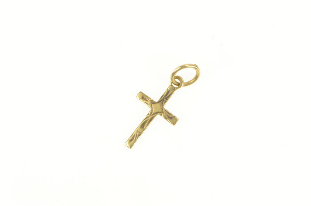 14K Art Deco Vintage Classic Cross Christian Charm/Pendant Yellow Gold