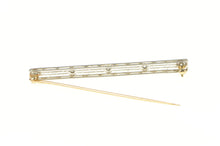 Load image into Gallery viewer, 14K Squared Art Deco Filigree Diamond Bar Pin/Brooch Yellow Gold