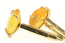 Load image into Gallery viewer, 18K Raw Amber Cabochon Vintage Men&#39;s Cuff Links Yellow Gold