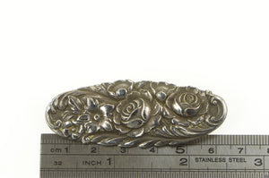 Sterling Silver S Kirk & Son Repousse Floral Oval Bar Pin/Brooch