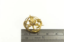 Load image into Gallery viewer, 14K Art Nouveau Ornate Orchid Flower Swirl Pin/Brooch Yellow Gold