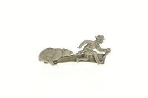 Sterling Silver Hugh Glass Bear American History Lapel Pin/Brooch