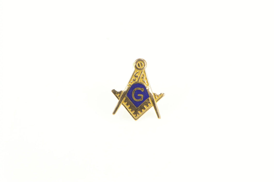 10K Masonic Compass Square Enamel G Lapel Pin/Brooch Yellow Gold