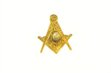 Load image into Gallery viewer, 10K Masonic Compass Square Enamel G Lapel Pin/Brooch Yellow Gold