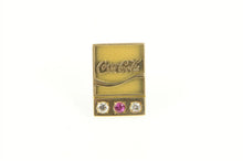 Load image into Gallery viewer, 10K Coca Cola Ruby Diamond Square Service Lapel Pin/Brooch Yellow Gold