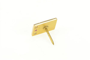 10K Coca Cola Ruby Diamond Square Service Lapel Pin/Brooch Yellow Gold