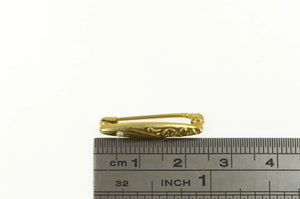 14K Victorian Seed Pearl Repousse Scroll Bar Pin/Brooch Yellow Gold