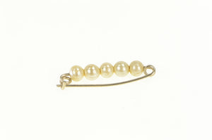 10K 4.2mm Pearl Beaded Retro Vintage Bar Pin/Brooch Yellow Gold