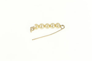 10K 4.2mm Pearl Beaded Retro Vintage Bar Pin/Brooch Yellow Gold