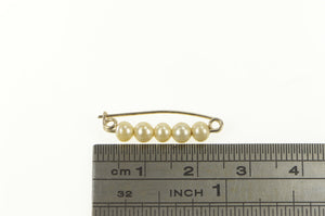 10K 4.2mm Pearl Beaded Retro Vintage Bar Pin/Brooch Yellow Gold