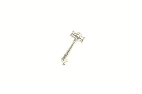 14K Gavel Justice Symbol Lawyer Judge Lapel Pin/Brooch White Gold