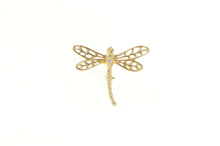 Load image into Gallery viewer, 14K Diamond Dragonfly Ornate Change Statement Pin/Brooch Yellow Gold