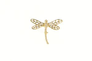 14K Diamond Dragonfly Ornate Change Statement Pin/Brooch Yellow Gold