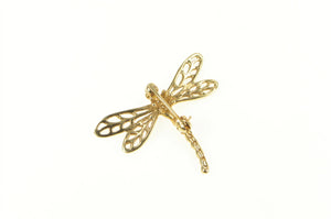 14K Diamond Dragonfly Ornate Change Statement Pin/Brooch Yellow Gold