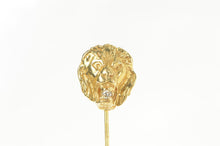 Load image into Gallery viewer, 14K 3D Roaring Lion Head Diamond Mouth Stick Pin Yellow Gold