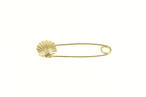 14K High Relief Scallop Sea Shell Vintage Pin/Brooch Yellow Gold