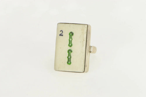 Sterling Silver Mahjong 2 Traditional Chinese Game Piece Ring