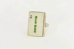 Sterling Silver Mahjong 2 Traditional Chinese Game Piece Ring