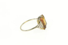 Load image into Gallery viewer, 14K Art Deco Emerald Cut Syn. Citrine Diamond Ring White Gold