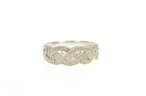 Sterling Silver Diamond Braid Woven Plait Statement Band Ring