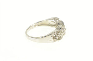 Sterling Silver Diamond Braid Woven Plait Statement Band Ring